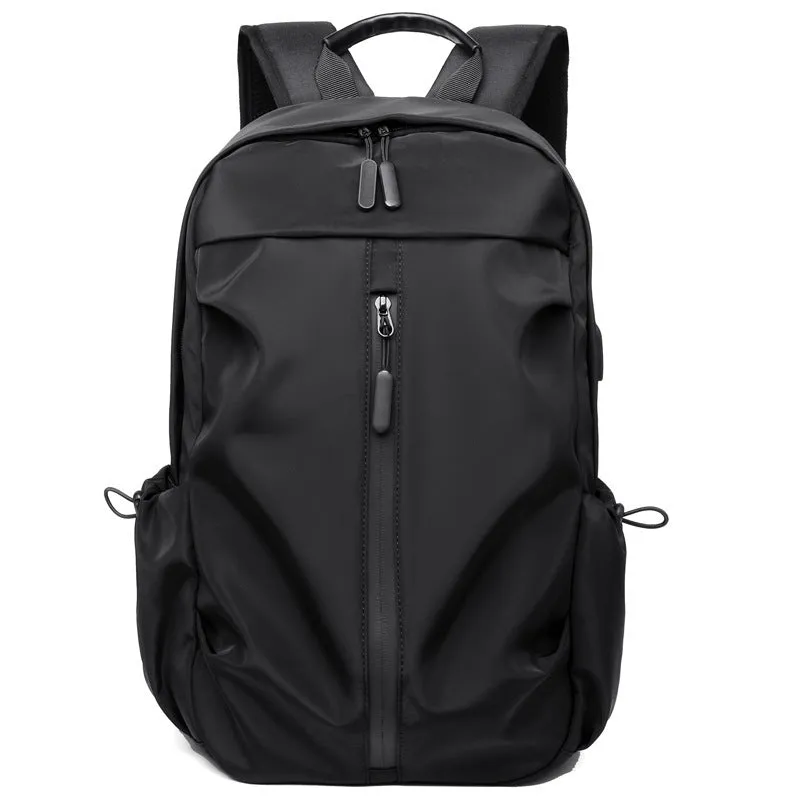 Urban minimalist men's backpack memory cloth gray colour fold-over design 45cm height