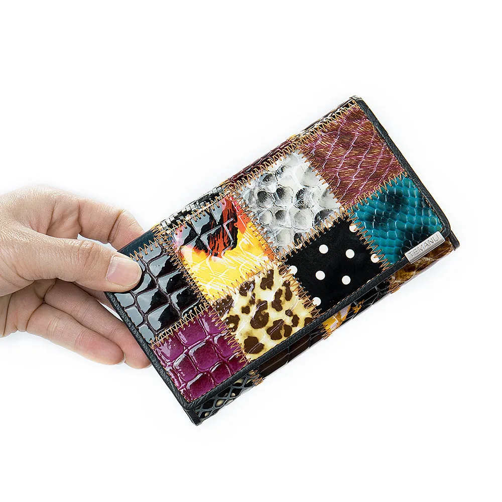WESTAL retro vertical square woman wallet in 544colour with car sewing and geometric pattern