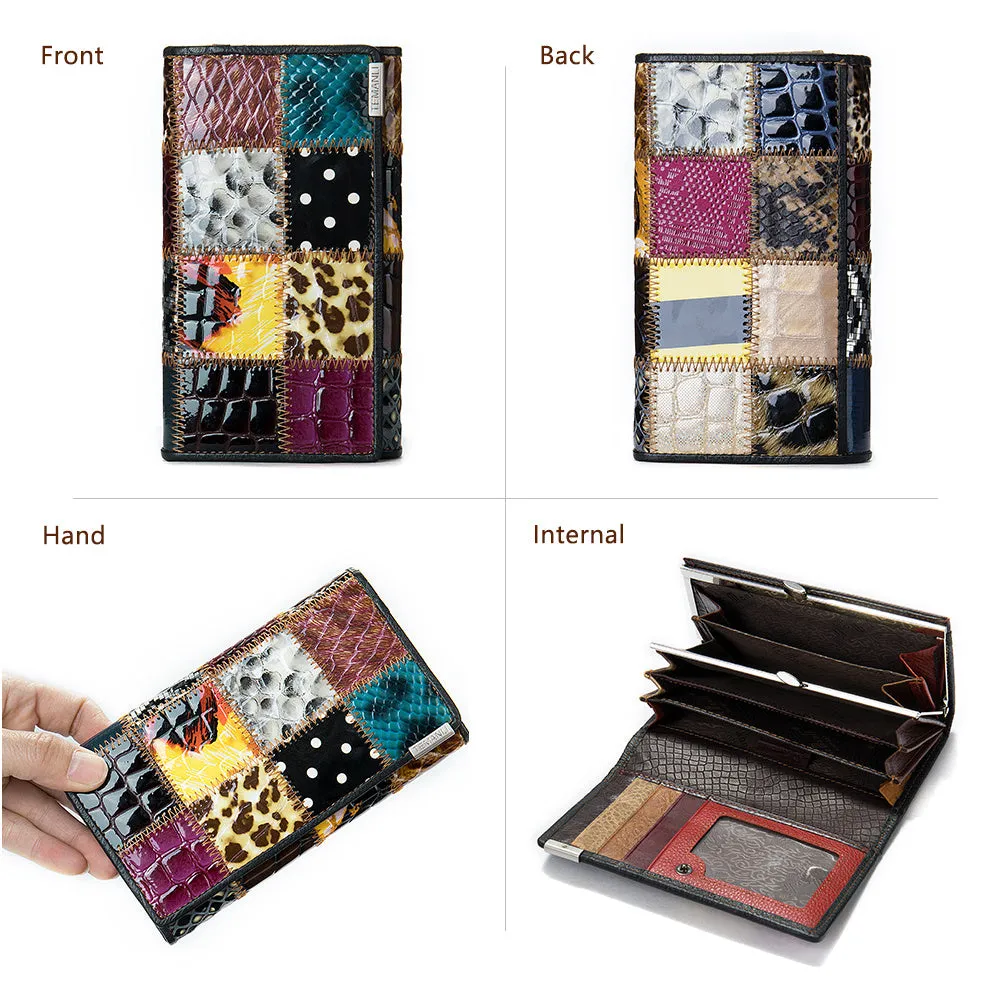WESTAL retro vertical square woman wallet in 544colour with car sewing and geometric pattern