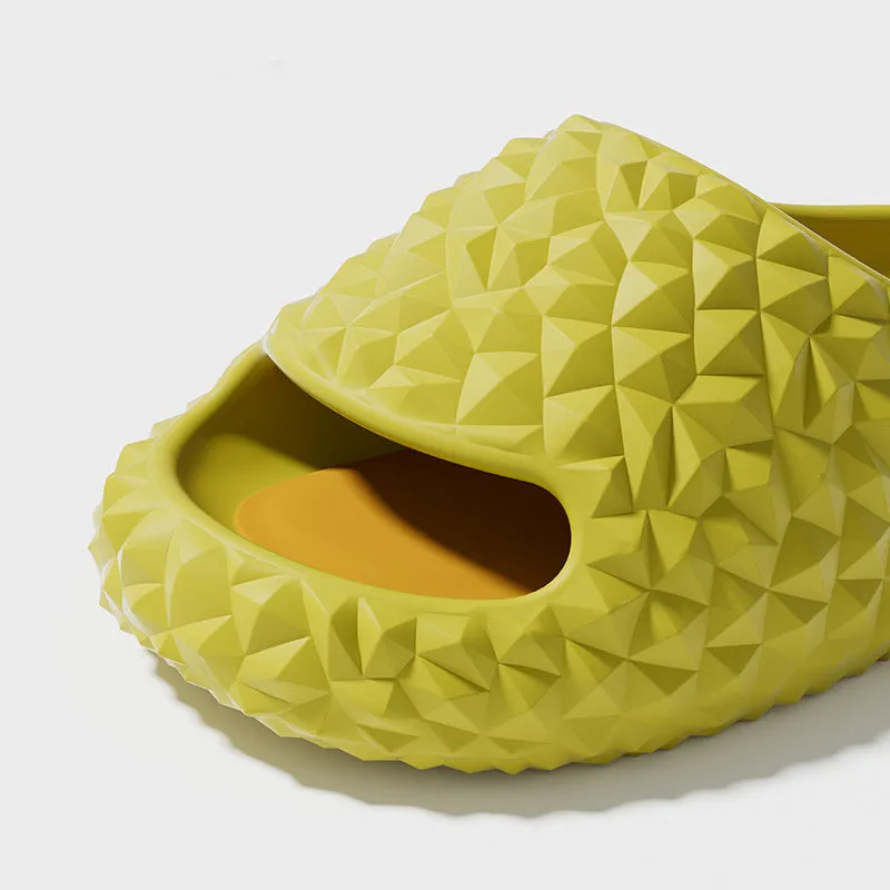 Durian peep-toe EVA bathroom slippers in golden pillow yellow with non-slip sole