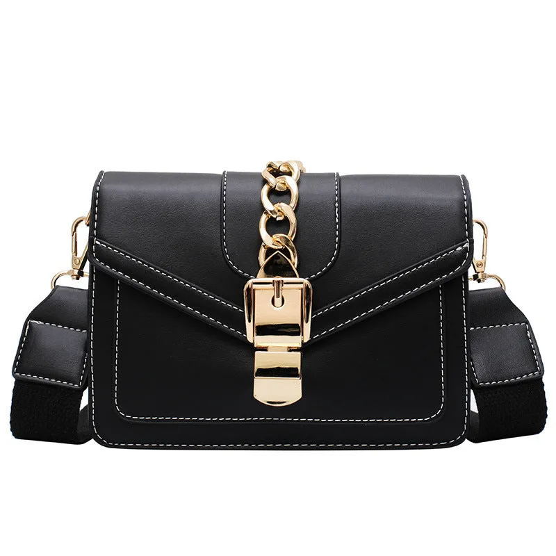 Women's messenger bag shoulder chain bag PU leather small square bag in black, green, white, yellow