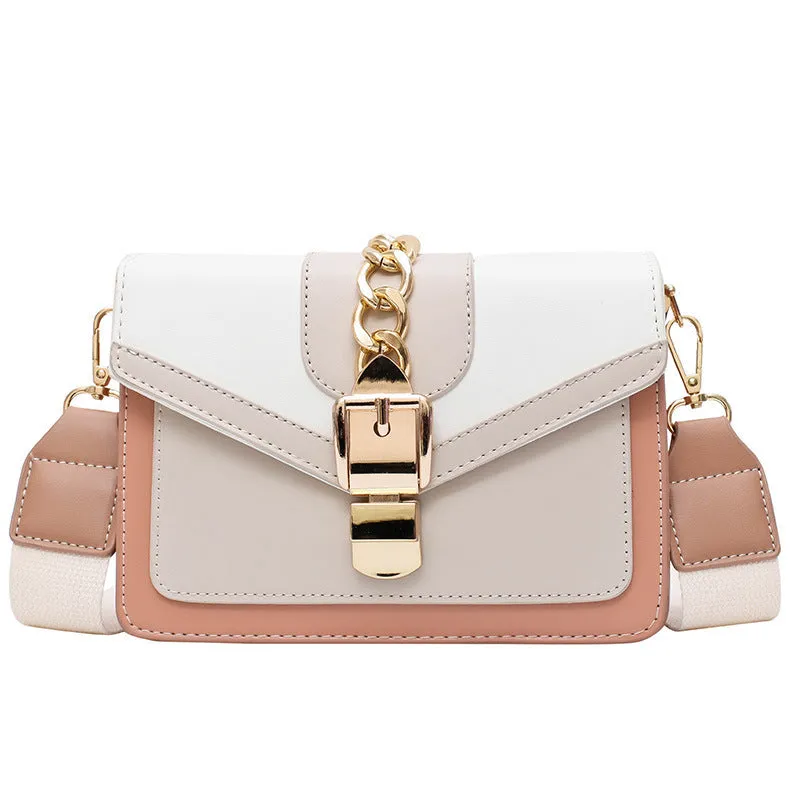 Women's messenger bag shoulder chain bag PU leather small square bag in black, green, white, yellow