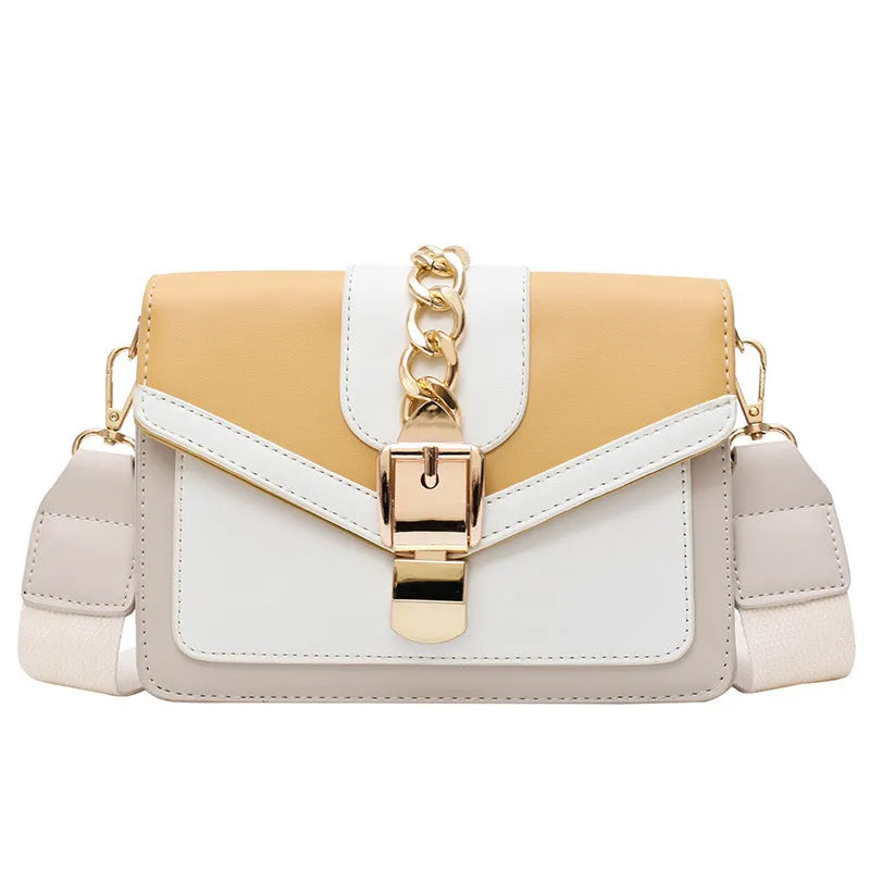 Women's messenger bag shoulder chain bag PU leather small square bag in black, green, white, yellow