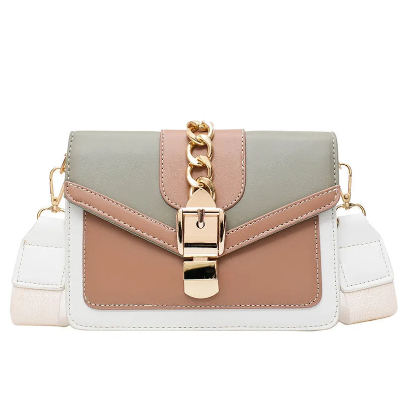 Women's messenger bag shoulder chain bag PU leather small square bag in black, green, white, yellow