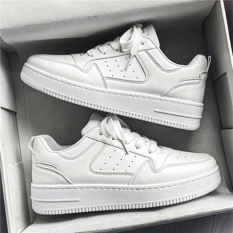 Breathable platform white board shoes for teens with artificial PU upper and rubber sole