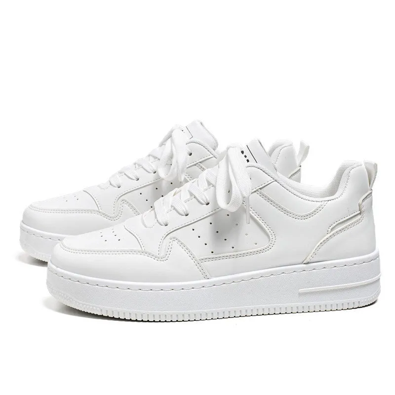 Breathable platform white board shoes for teens with artificial PU upper and rubber sole
