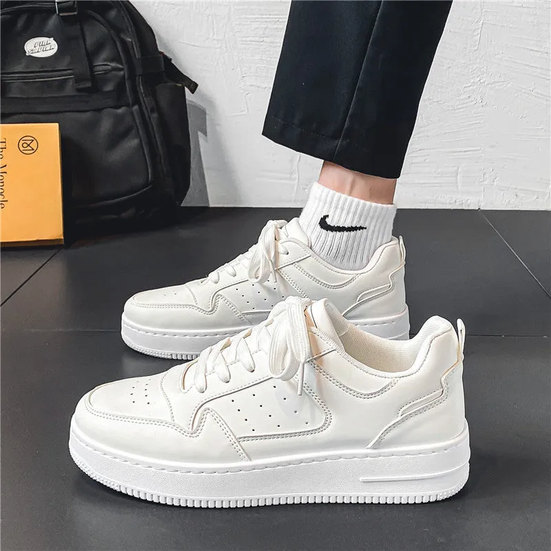 Breathable platform white board shoes for teens with artificial PU upper and rubber sole