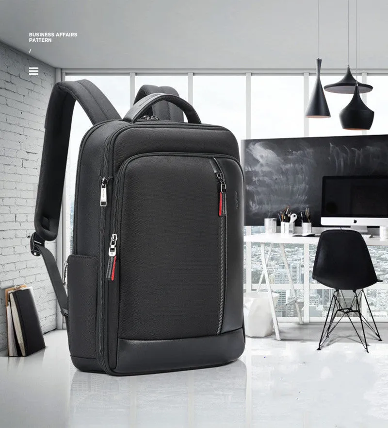 Men's anti-theft business computer backpack Oxford cloth black vertical square shape