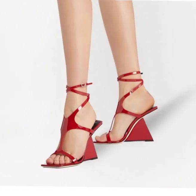 Women's black high heel sandals with square toe and 9.5cm heel