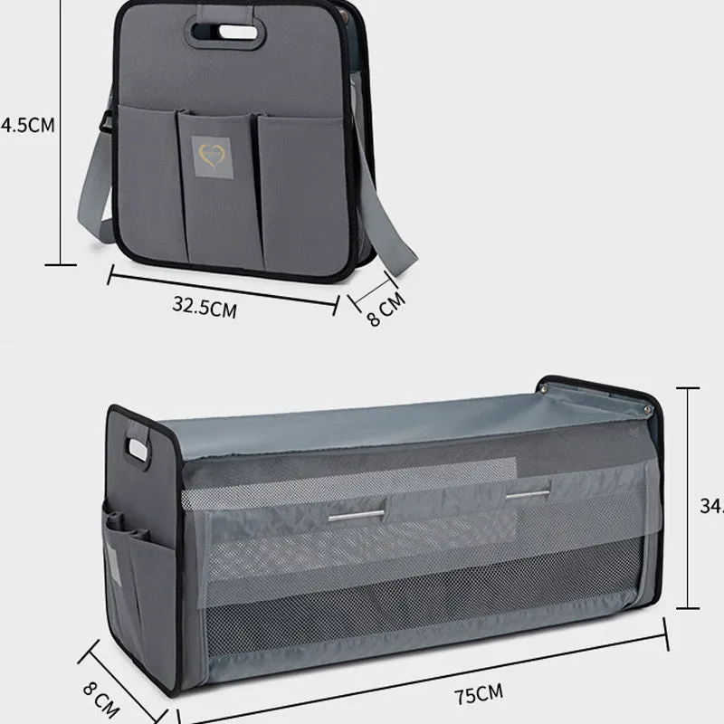 Portable shoulder baby nappy messenger bag with foldable cot, sunshade cloth, mosquito net, and soft mattress in green