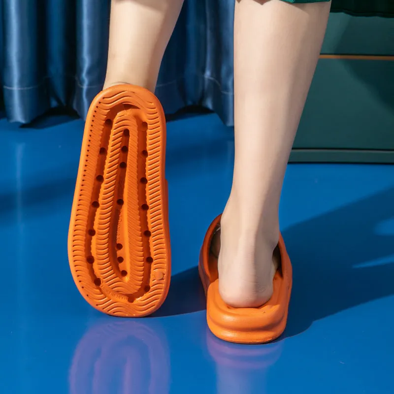 Pair of thick-sole EVA bathroom sandals in a chosen colour, showing soft upper and substantial non-slip base.
