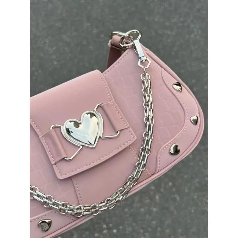 Sweet cool love corduroy underarm bag with chain detail and shoulder strap