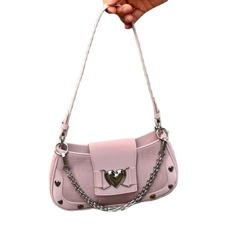 Sweet cool love corduroy underarm bag with chain detail and shoulder strap