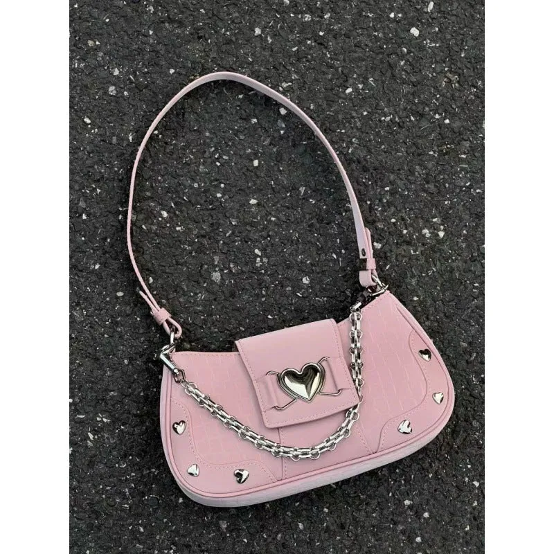 Sweet cool love corduroy underarm bag with chain detail and shoulder strap