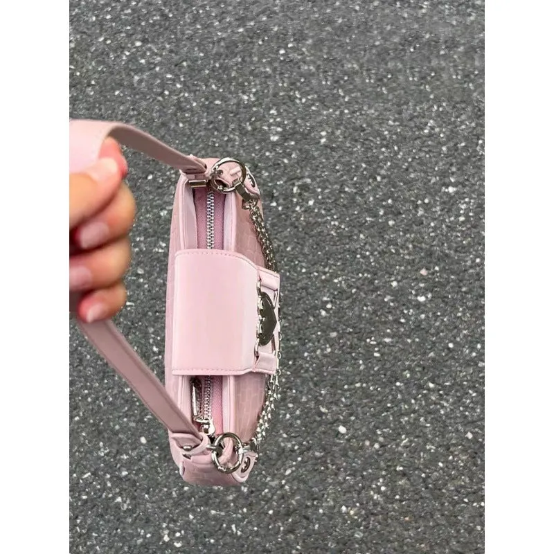 Sweet cool love corduroy underarm bag with chain detail and shoulder strap