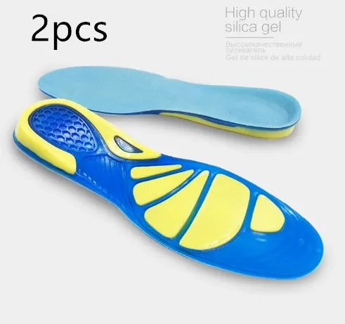 Blue silicone gel insoles for plantar fasciitis and heel spur with arch support and shock absorption pad