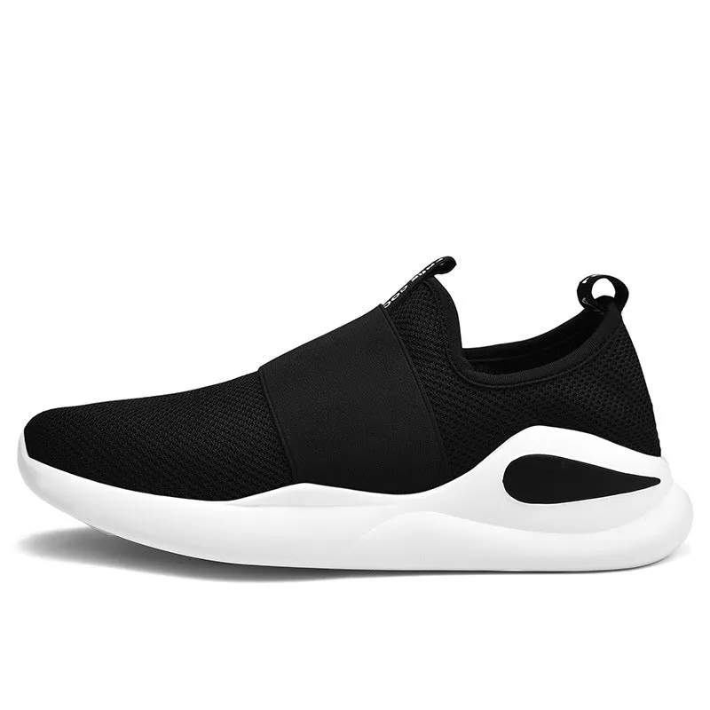 Men's sports casual shoes with breathable mesh upper, rubber sole, round toe, available in red, blue, black