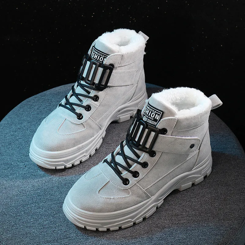 Ladies snow boots in black with artificial PU upper, flat heel, round toe, and front tie laces