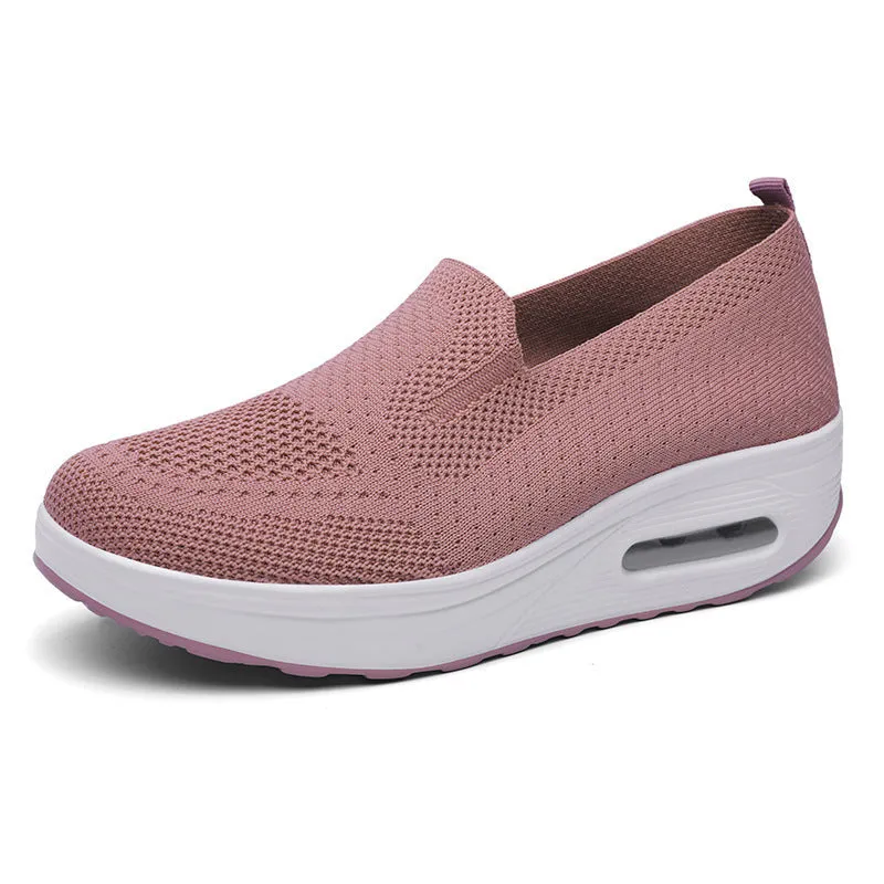 Women's mesh casual low top lace-up shoes in black with car stitching and round toe