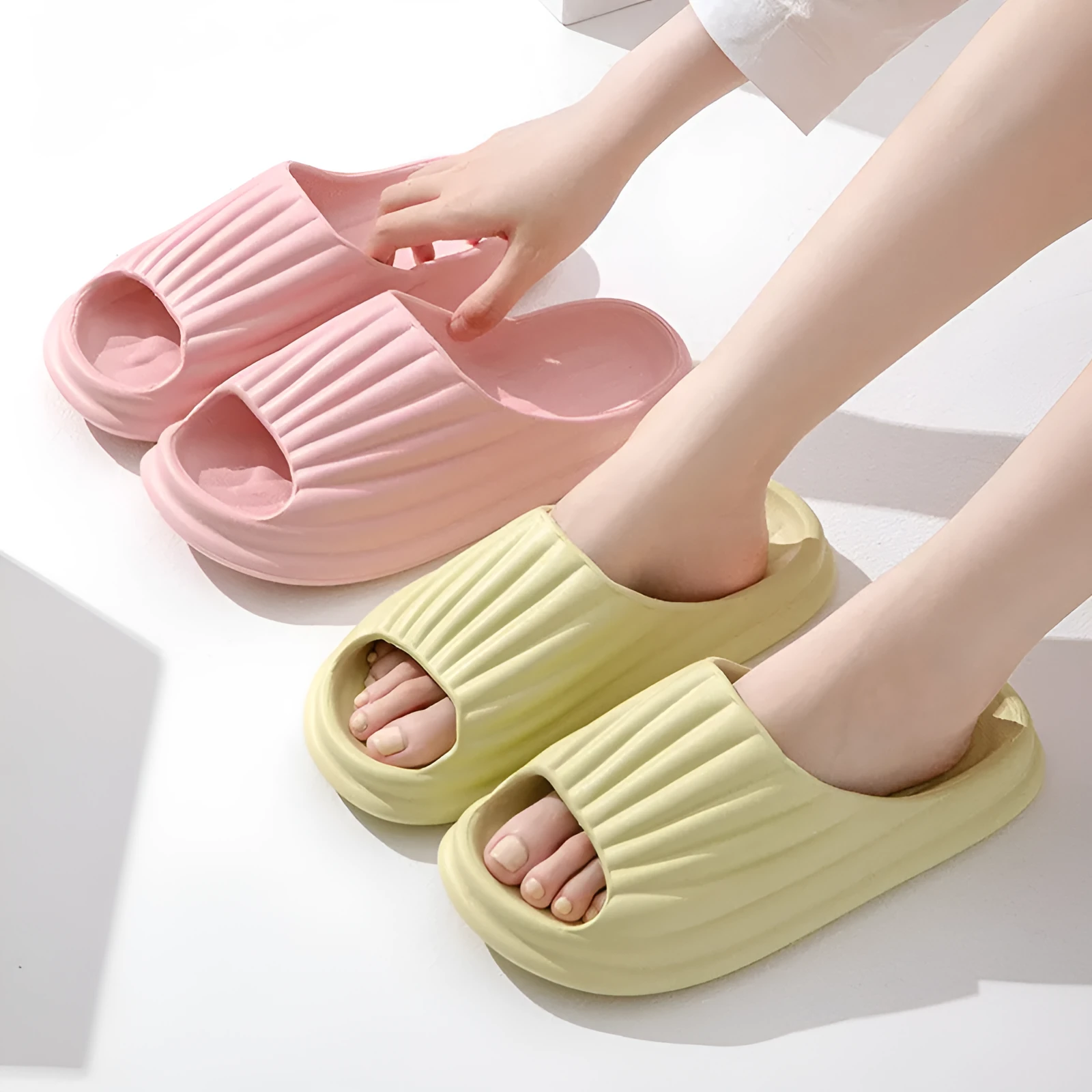 EVA peep-toe home slippers for women and men, breathable waterproof non-slip, available in multiple colours