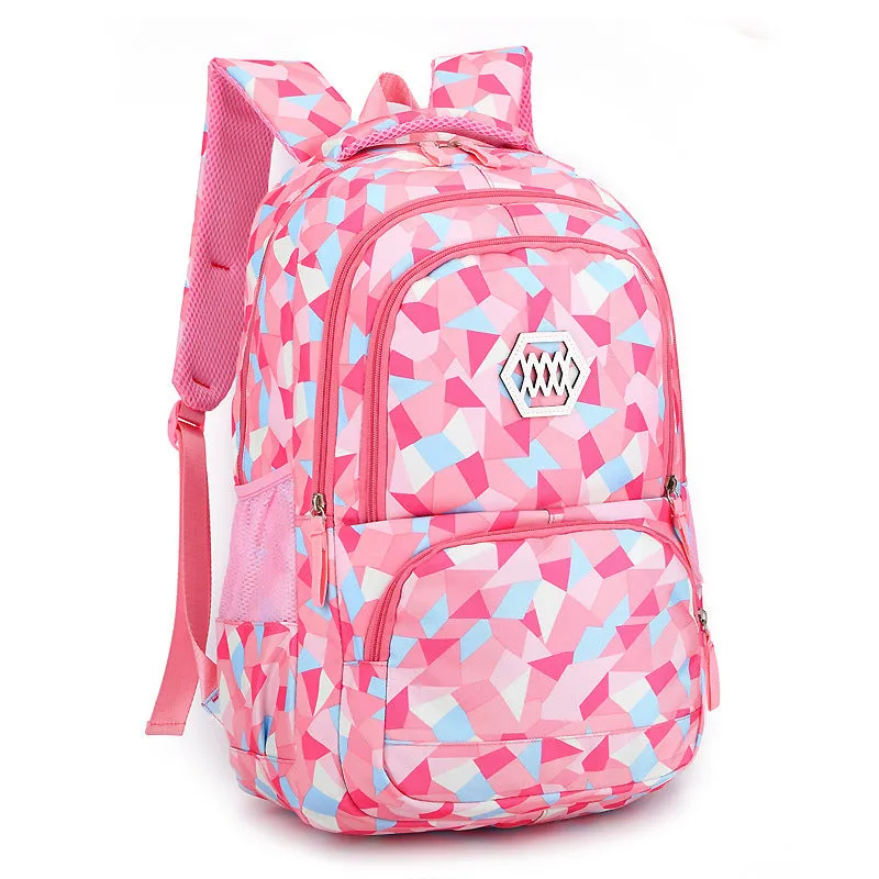 Han edition college wind double shoulder schoolbag for children ages 8-12 in pink with nurse ridges design