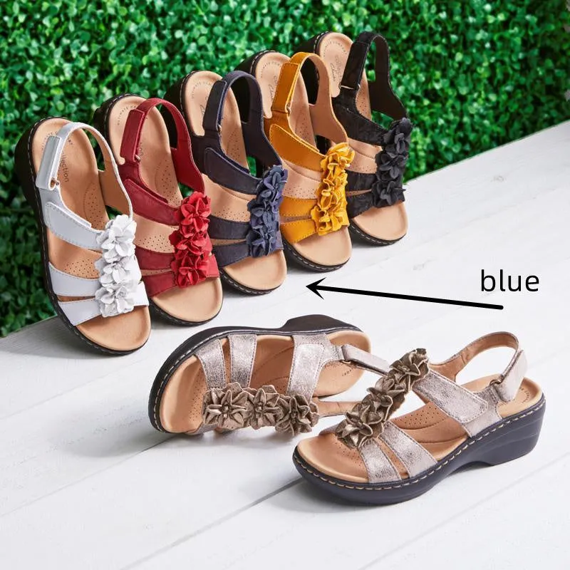 Hollow wedge heel fish mouth casual sandals for women, large size 43, breathable elastic design, imitation leather inner, black colour
