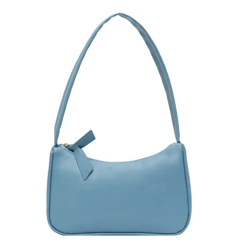 Women's one-shoulder horizontal square PU armpit bag with zipper closure and phone pocket, colour-contrast design