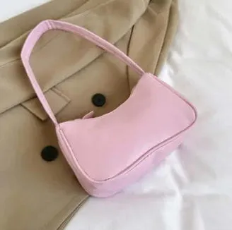 Women's one-shoulder horizontal square PU armpit bag with zipper closure and phone pocket, colour-contrast design