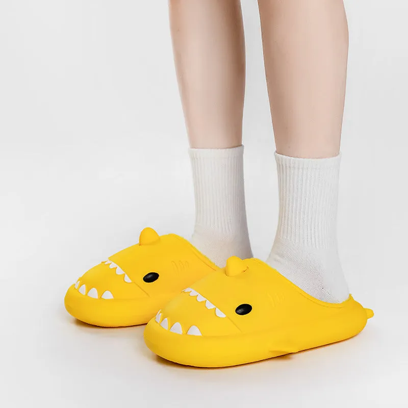Cartoon shark cotton EVA slippers for home use, non-slip waterproof sole in blue colour