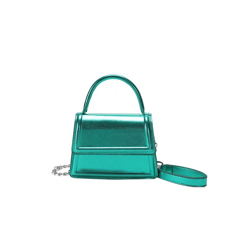Retro PU leather shoulder bag in horizontal square shape with crossbody strap