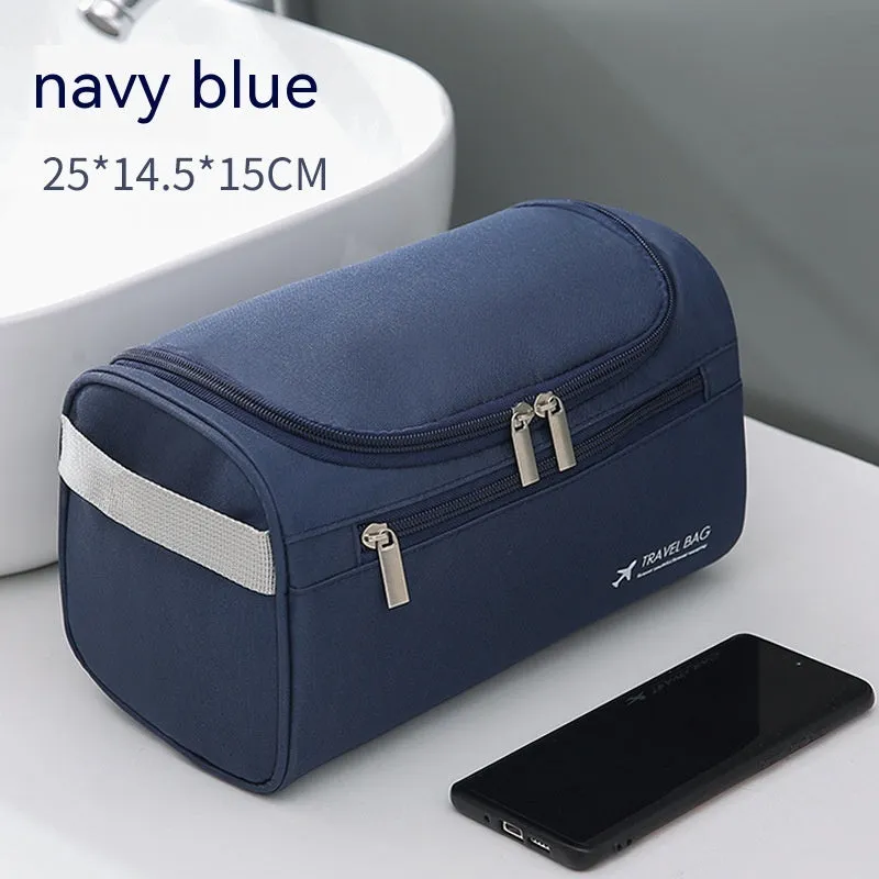 Large capacity men's waterproof cosmetic bag in upgraded high-grade PU brown colour with zip closure