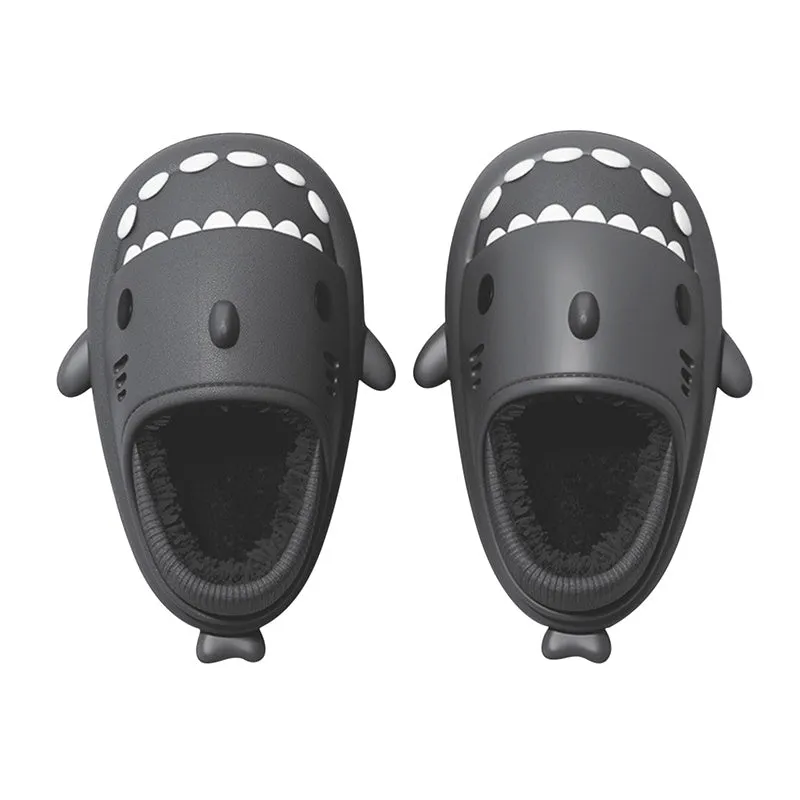 Waterproof gradient shark cotton slipper with artificial PU upper in white blue colourway