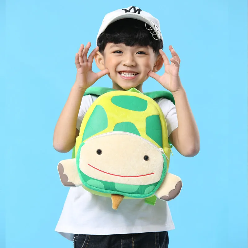 Cute Zoo plush animal turtle children's schoolbag backpack with double shoulder straps and soft handle