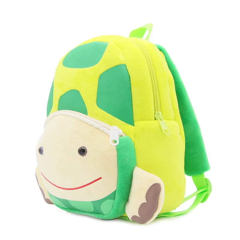 Cute Zoo plush animal turtle children's schoolbag backpack with double shoulder straps and soft handle