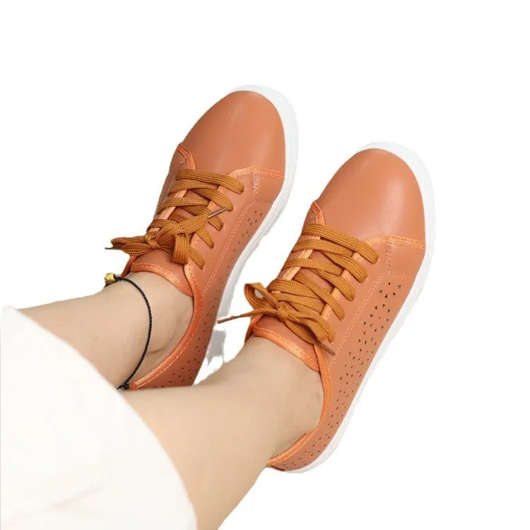 Fashion versatile casual sports shoes in light brown with round toe and rubber sole