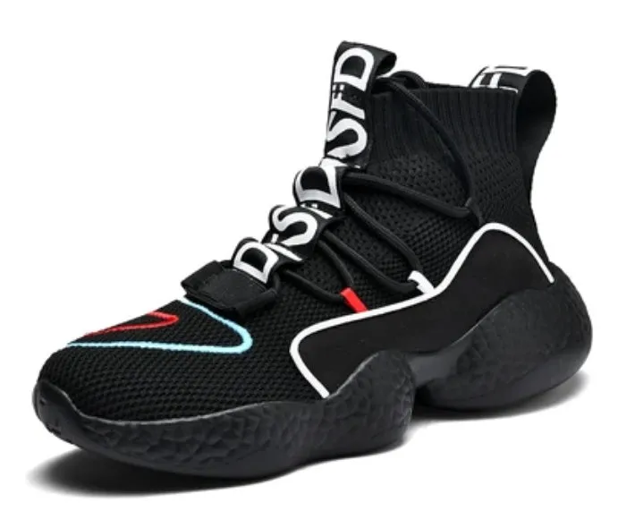 SPLASH mens hi-top winter sneakers with air mesh upper and plush lining in black colour option