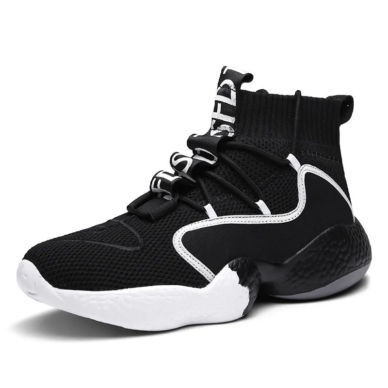 SPLASH mens hi-top winter sneakers with air mesh upper and plush lining in black colour option