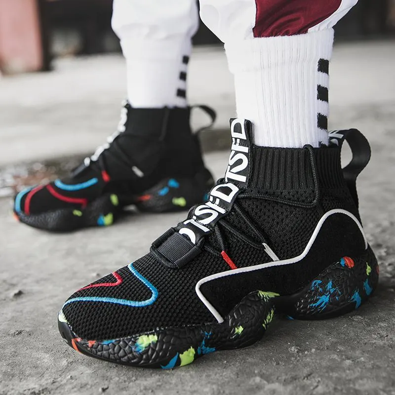 SPLASH mens hi-top winter sneakers with air mesh upper and plush lining in black colour option