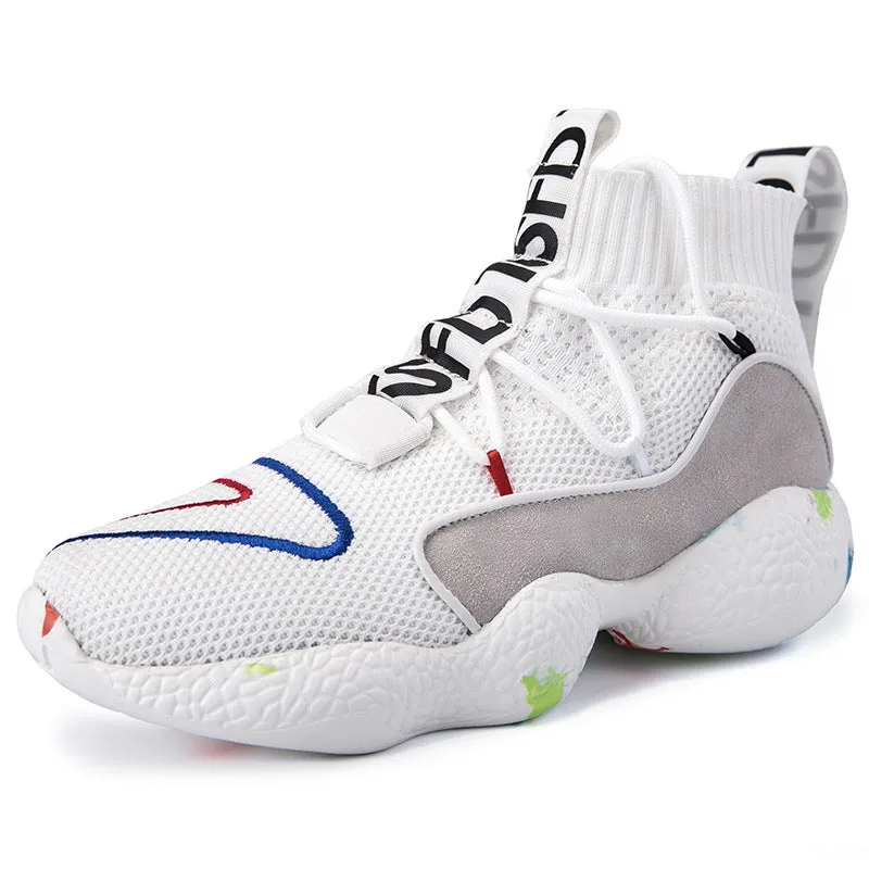 SPLASH mens hi-top winter sneakers with air mesh upper and plush lining in black colour option
