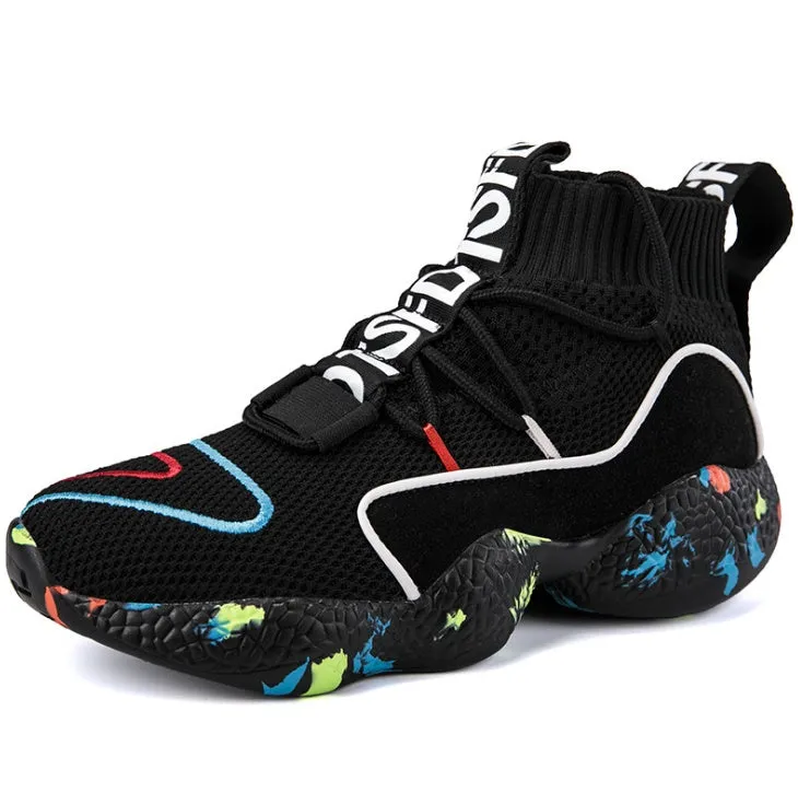 SPLASH mens hi-top winter sneakers with air mesh upper and plush lining in black colour option