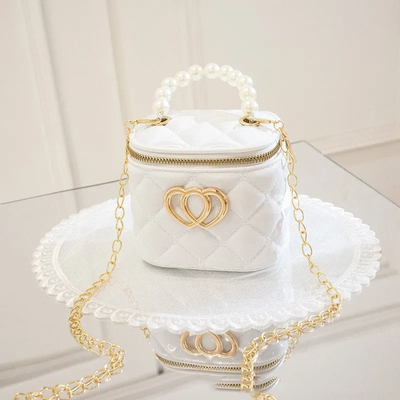 Heart-shaped pattern PVC bucket gel bag in apricot colour