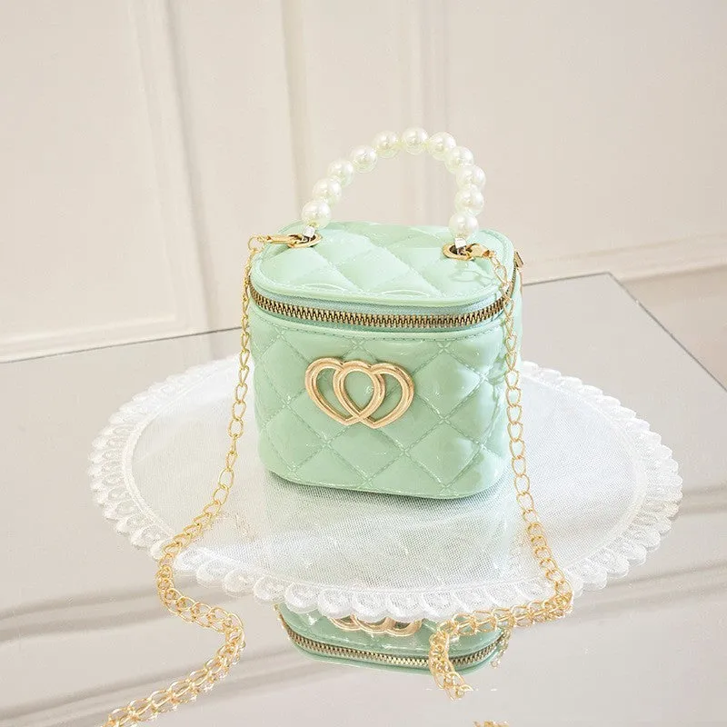 Heart-shaped pattern PVC bucket gel bag in apricot colour