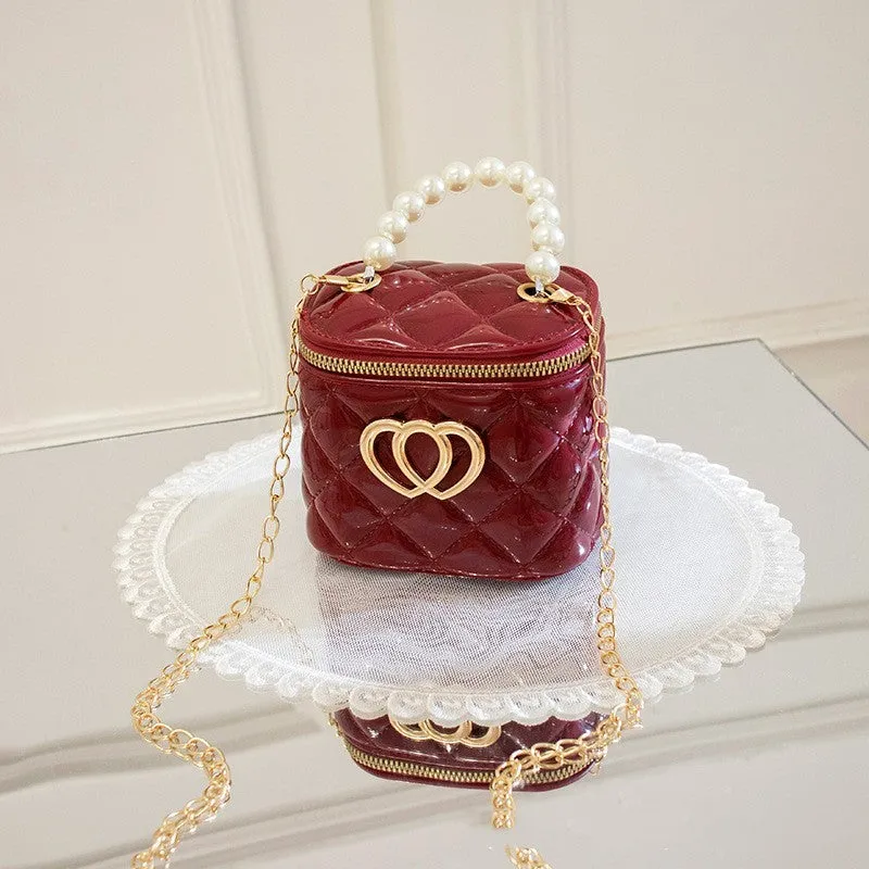 Heart-shaped pattern PVC bucket gel bag in apricot colour