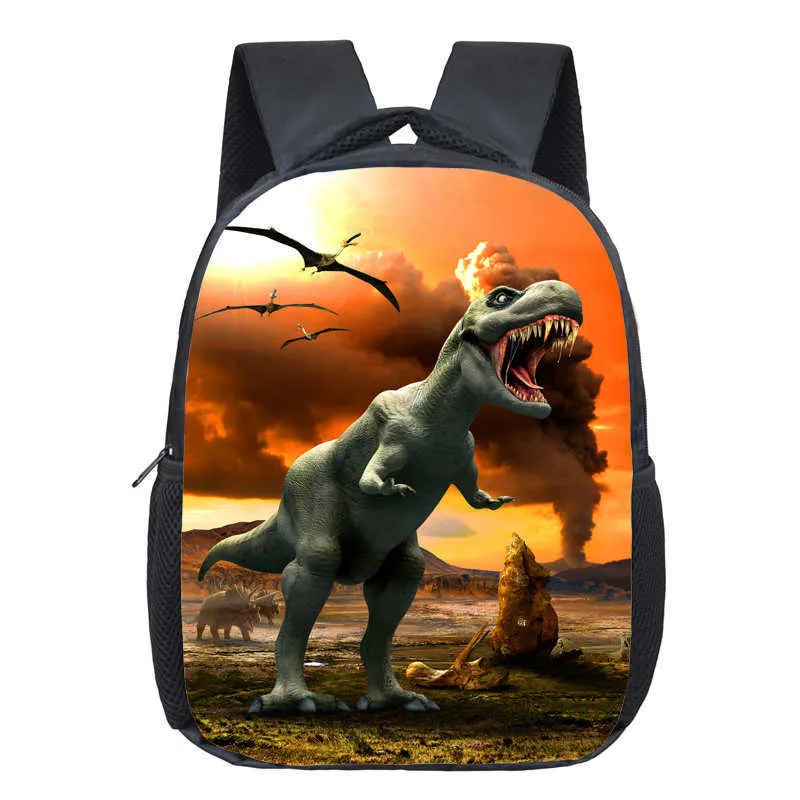 Cartoon dinosaur fashion kindergarten backpack for toddlers, 12-inch small polyester backpack with zipper pocket, breathable and waterproof