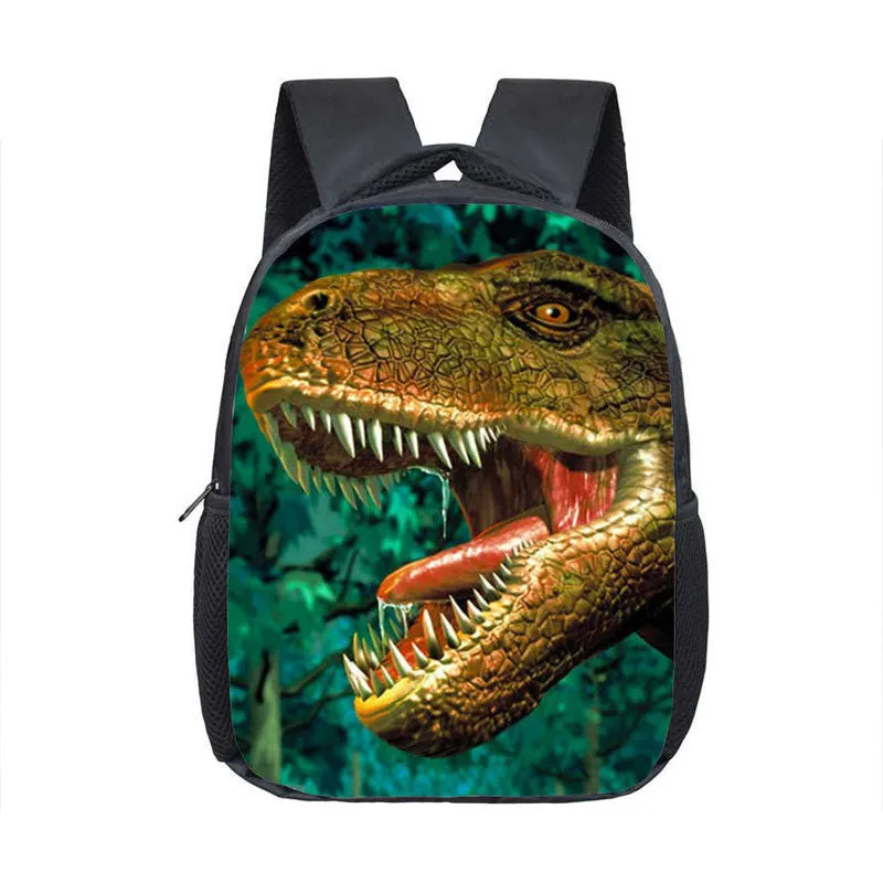 Cartoon dinosaur fashion kindergarten backpack for toddlers, 12-inch small polyester backpack with zipper pocket, breathable and waterproof