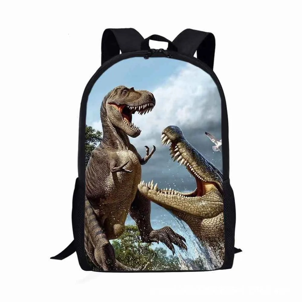 Cartoon dinosaur fashion kindergarten backpack for toddlers, 12-inch small polyester backpack with zipper pocket, breathable and waterproof