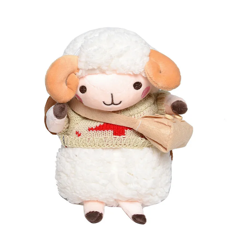 Little Sheep plush crossbody bag showing lamb pattern, square shape, and soft handle in blue colour