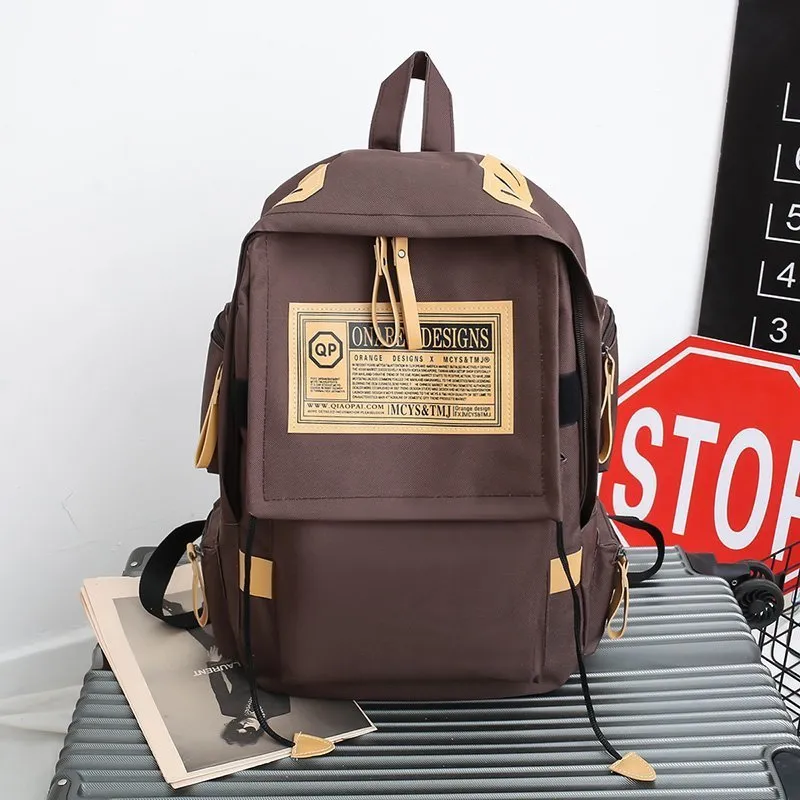 Ins fashion multi-pocket large capacity backpack in waterproof oxford cloth, available in several colours