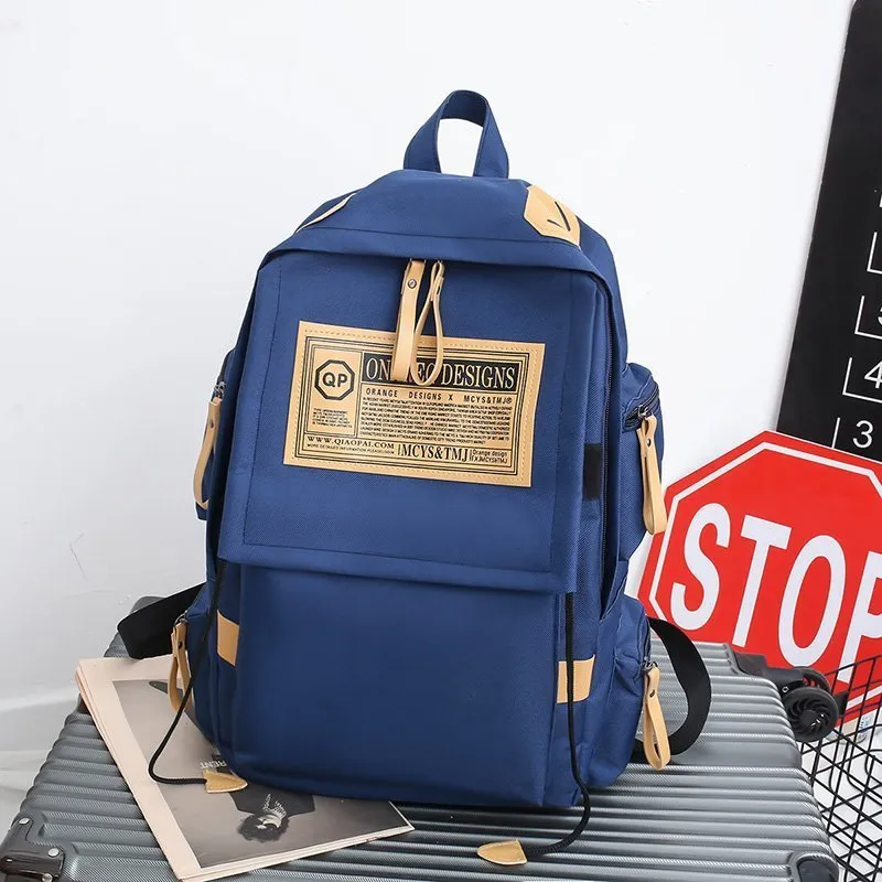 Ins fashion multi-pocket large capacity backpack in waterproof oxford cloth, available in several colours