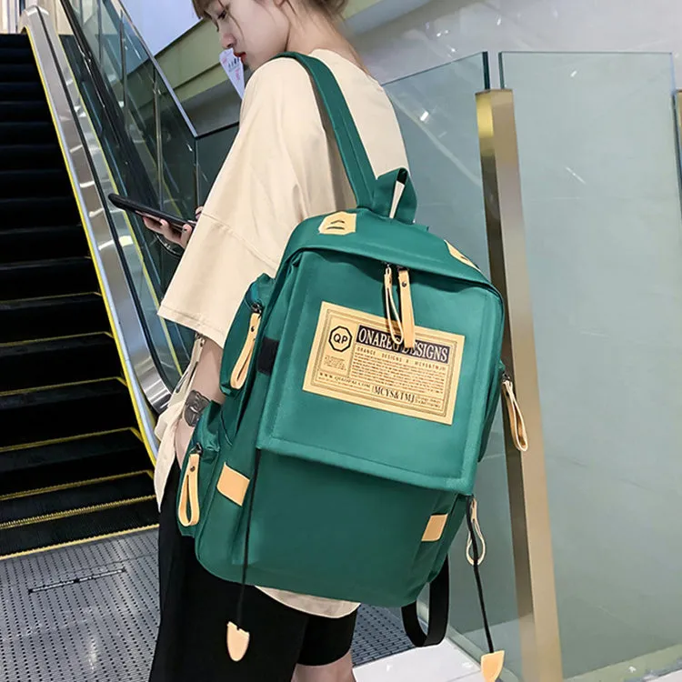 Ins fashion multi-pocket large capacity backpack in waterproof oxford cloth, available in several colours